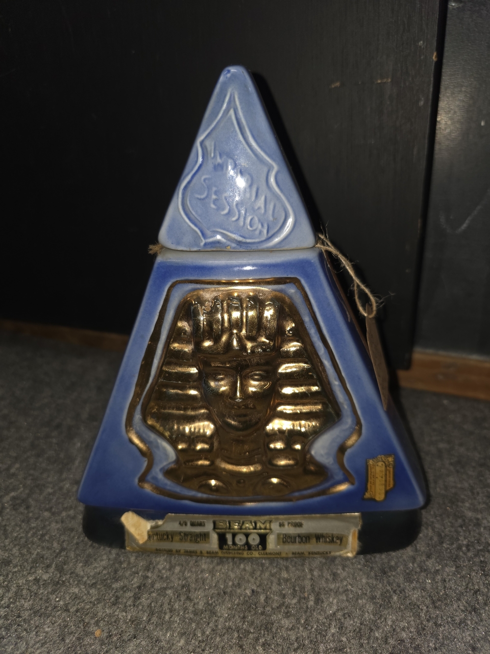 Vintage Jim Beam 70s Indiana Distillery Blue Ceramic Decanter Bottle Shriners Ed